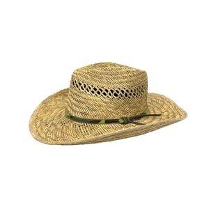 Twister Tan Straw Weave Pinched Teardrop Cowboy Hat With Camo Detail Size Large